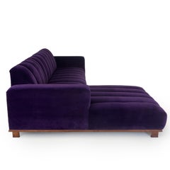 Modern Two-Piece Sectional Sofa with Channeled Velvet Upholstery