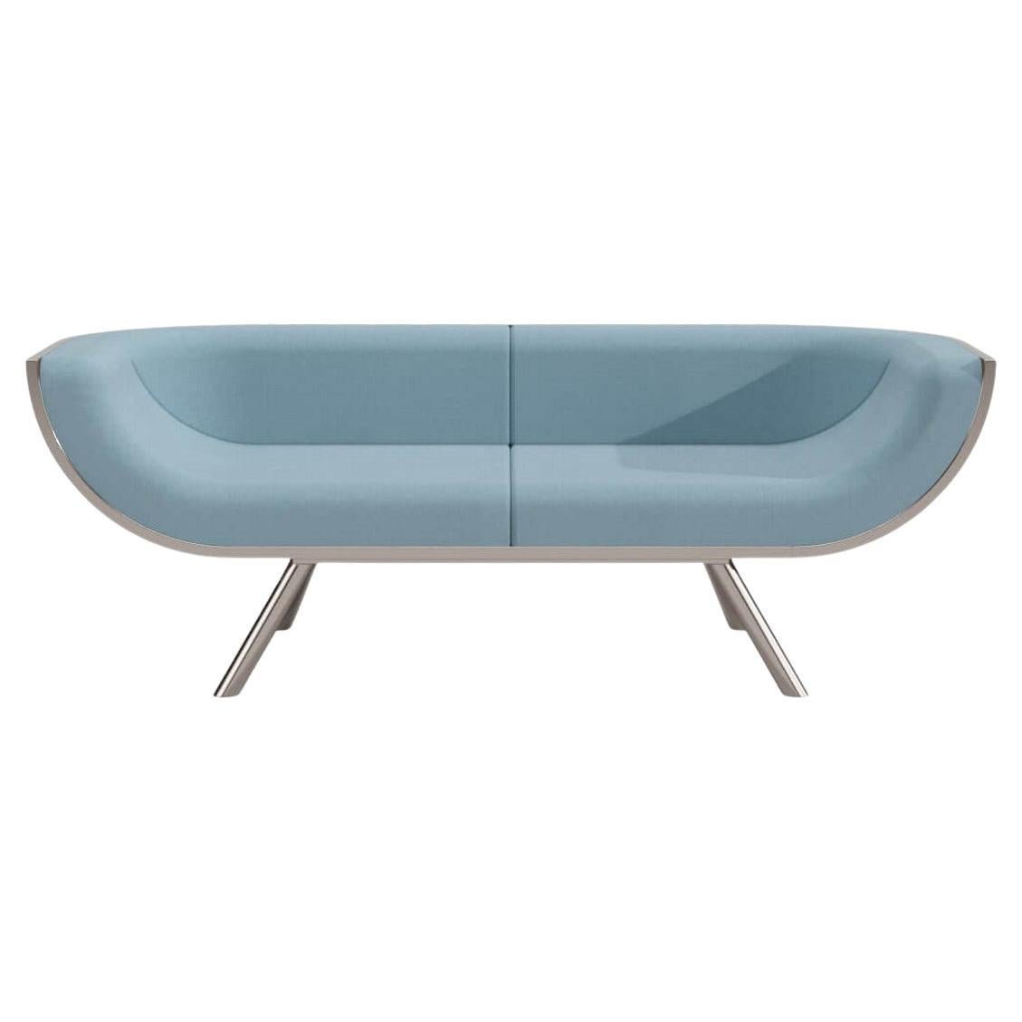 Modernes Zweisitzer-Sofa Gebogene Rückenlehne aus Holz Nussbaum Holz Gebürsteter Edelstahl im Angebot