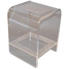 Modern Two-Tier Clear Acrylic and Crystallized Acrylic Side Table, End Table