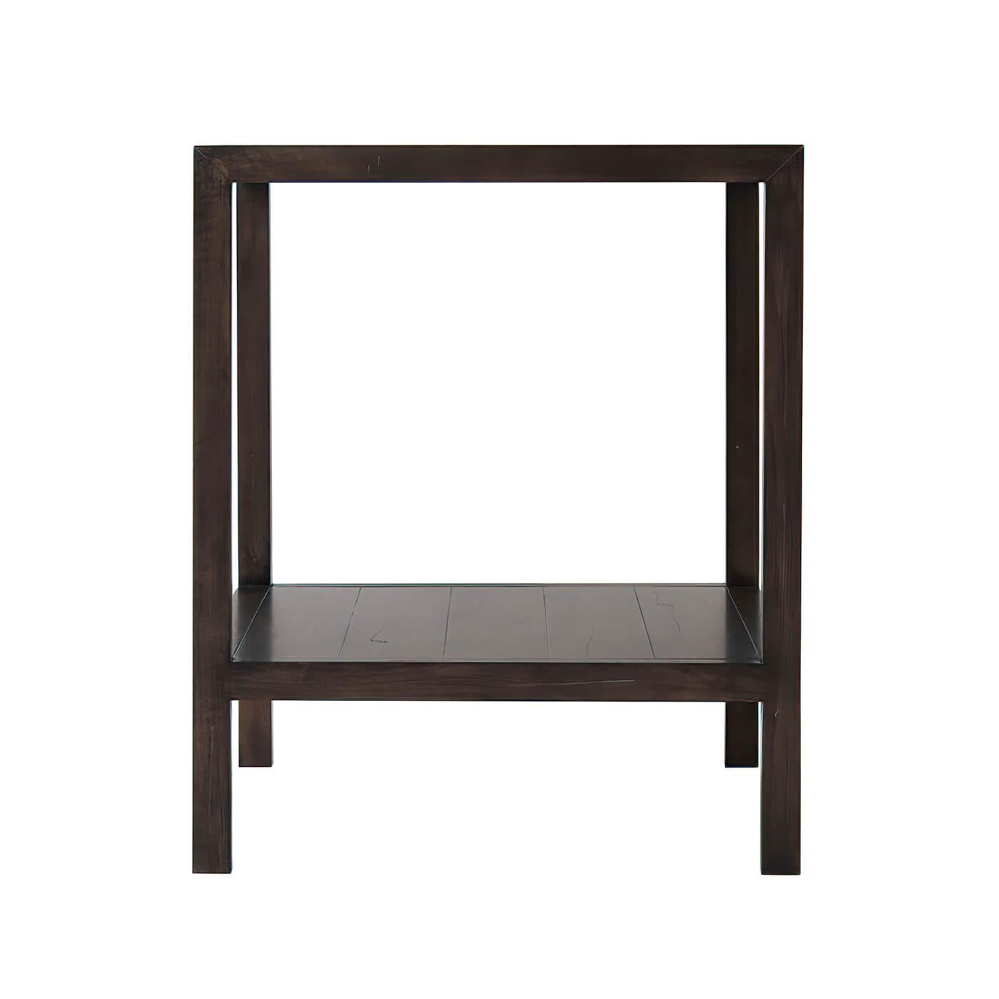 Modern two-tier rectangular accent table with a Cocoa Finish.

Dimensions: 28