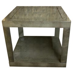 Modern Two-Tier Green and Gold Square Side Table