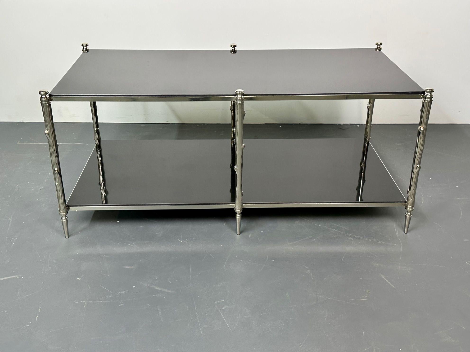 Modern Two Tier Maison Bagues Style Coffee / Low Table, Black Granite For Sale 6