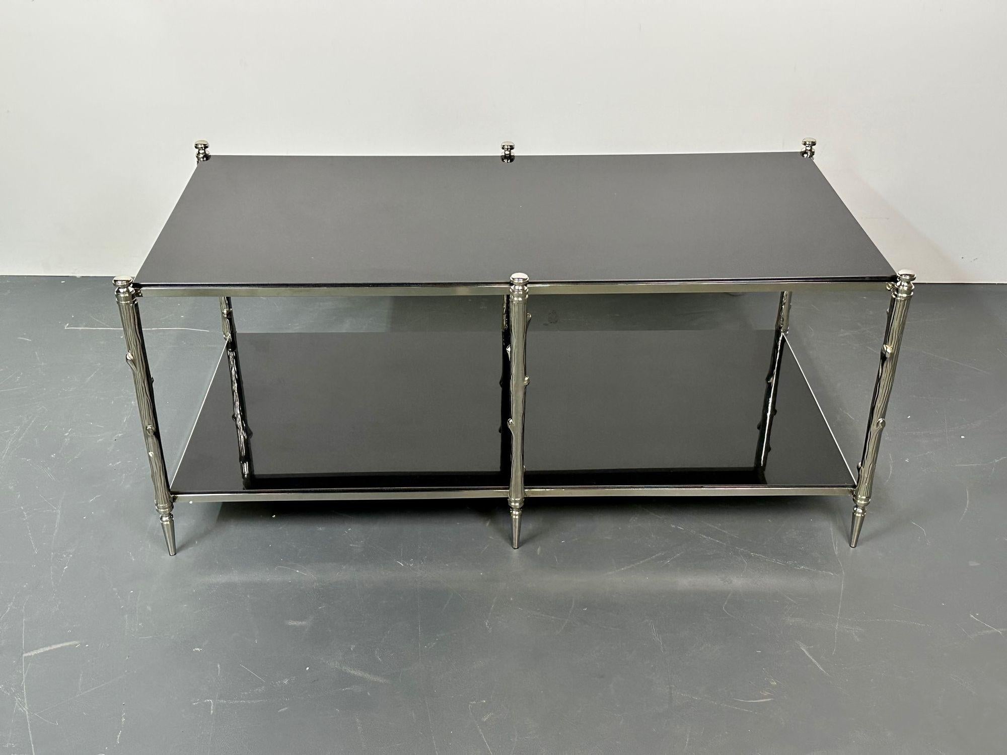 Modern Two Tier Maison Bagues Style Coffee / Low Table, Black Granite For Sale 7