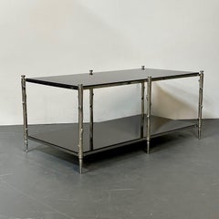 Modern Two Tier Maison Bagues Style Coffee / Low Table, Black Granite