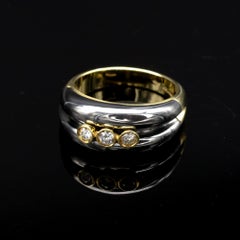White and Black 18-Karat Gold and Diamond Three-stone Ring