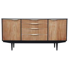 Modern Two-Tone Black Ebony Bleached Front Credenza / Sideboard