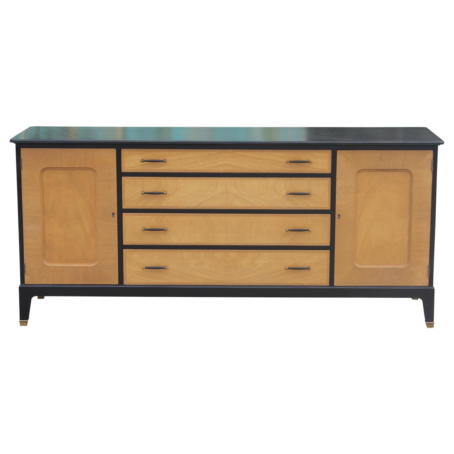 Modern two-tone four-drawer credenza or sideboard by Johnson Furniture.