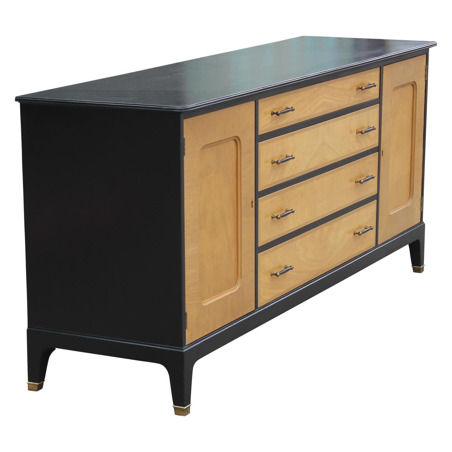 Modern Two-Tone Four-Drawer Credenza or Sideboard by Johnson Furniture In Good Condition In Houston, TX
