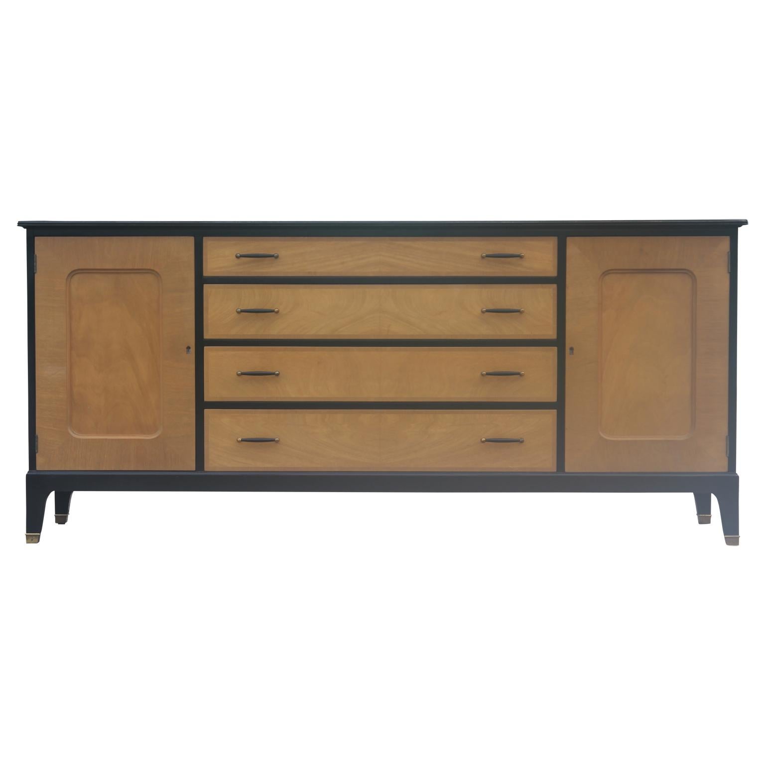 Modern Two-Tone Four-Drawer Credenza or Sideboard by Johnson Furniture