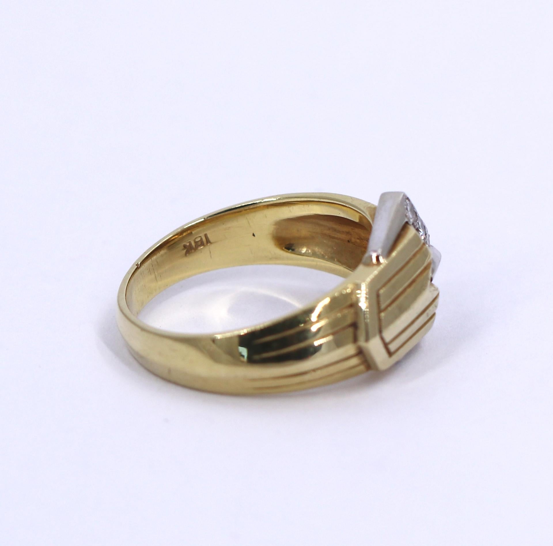 Modern Two-Tone Gold and Diamond Buckle Ring 1