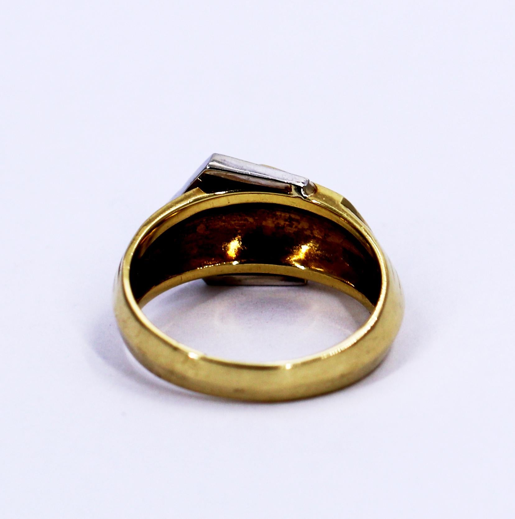Modern Two-Tone Gold and Diamond Buckle Ring 2