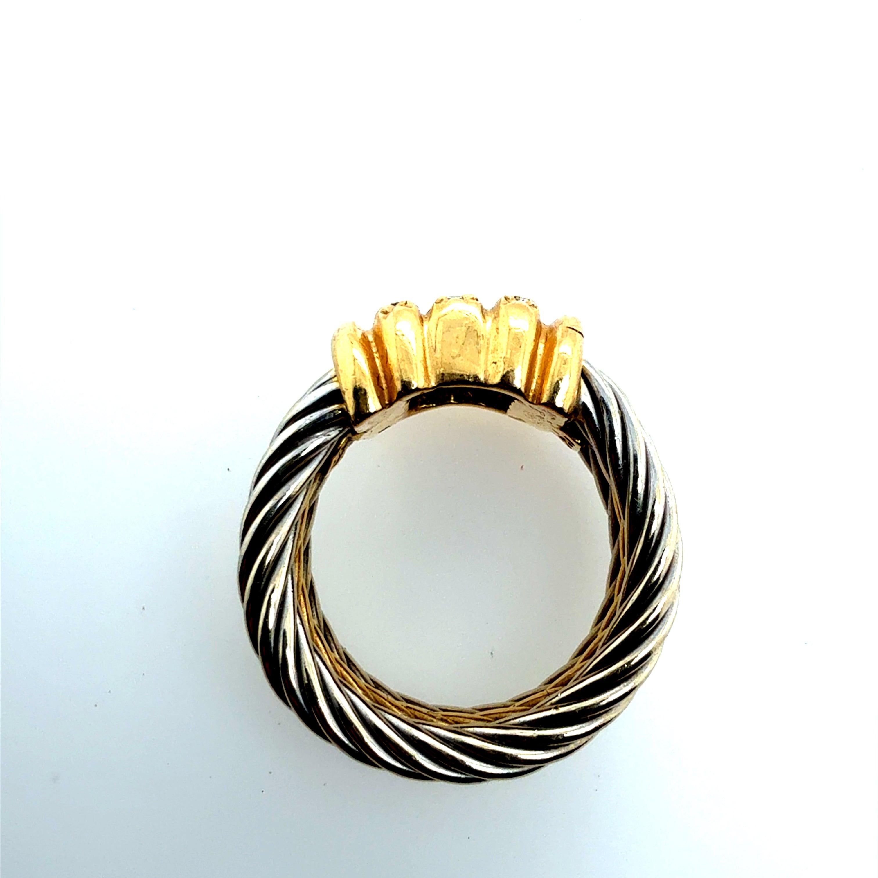Donna Anello moderno a due toni in oro con diamanti naturali e cavo di Charriol in vendita