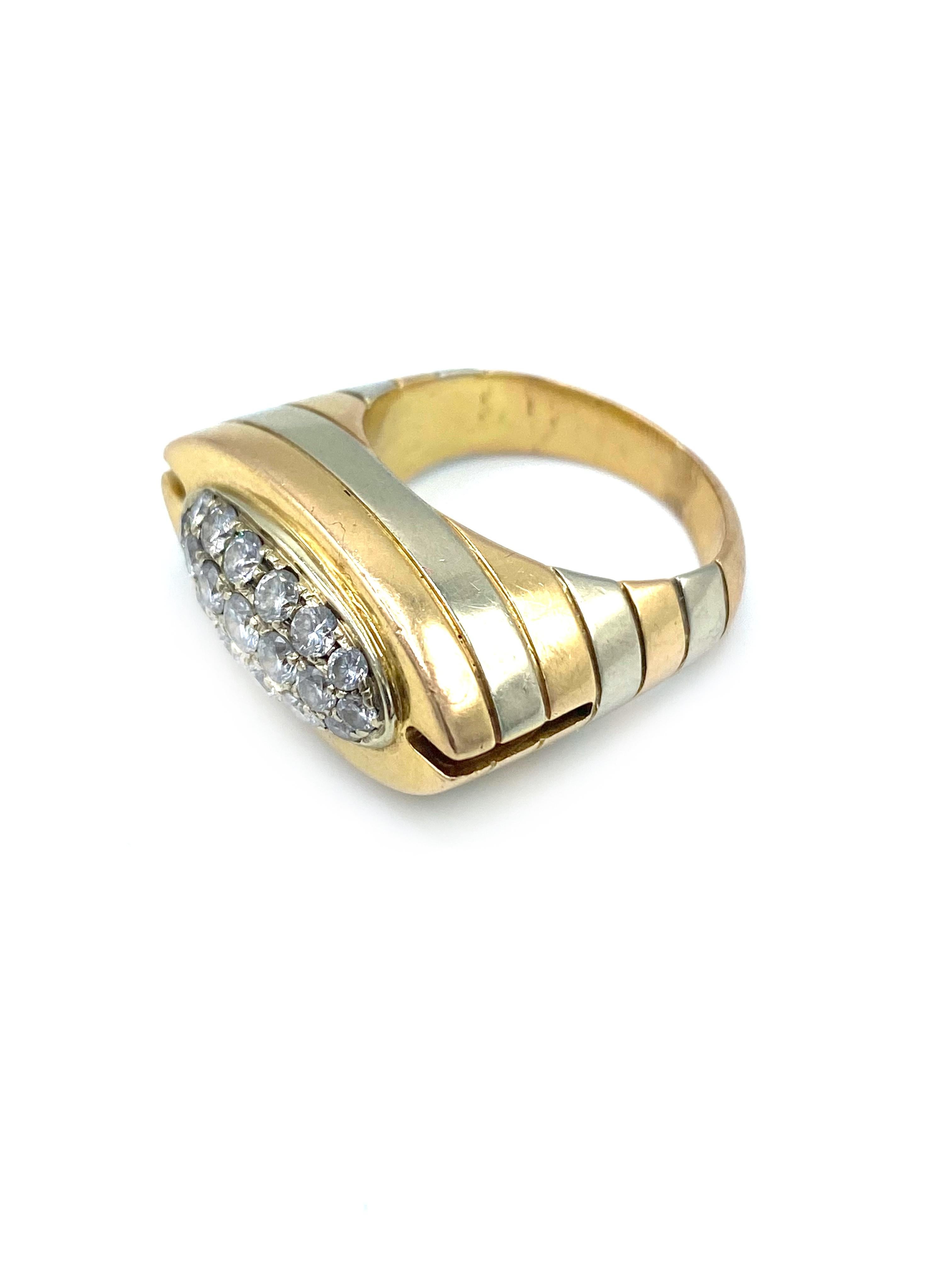 Modern Two Tone Rose Gold & White Gold Diamond Ring  In Excellent Condition In Beverly Hills, CA