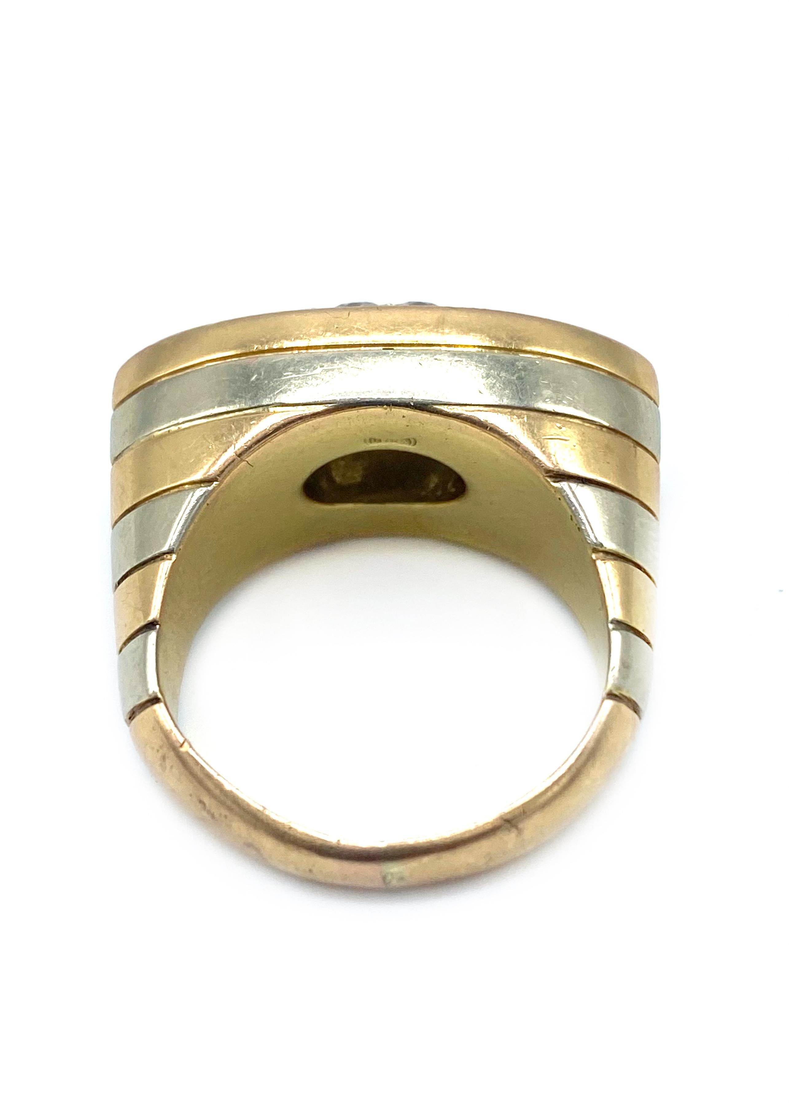 Women's or Men's Modern Two Tone Rose Gold & White Gold Diamond Ring 