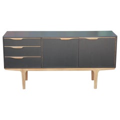 Modern Two-Tone Three-Drawer Black / Ebony Credenza with Bleached Accents