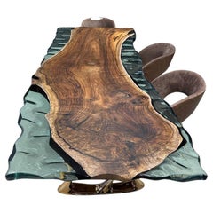 Modern Ultra Clear Epoxy Resin Meeting Table - Live Edge Wood Dining Table