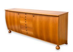 Modern Umberto Asnago for Giorgetti 1980s Italian Curved Wood Credenza Dresser