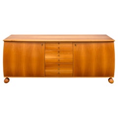 Vintage Modern Umberto Asnago for Giorgetti 1980s Italian Curved Wood Credenza Dresser