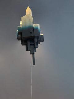 Modern Umberto Dattola for Dilmos Gold Leaf Sculpture Storage Light Handcrafted