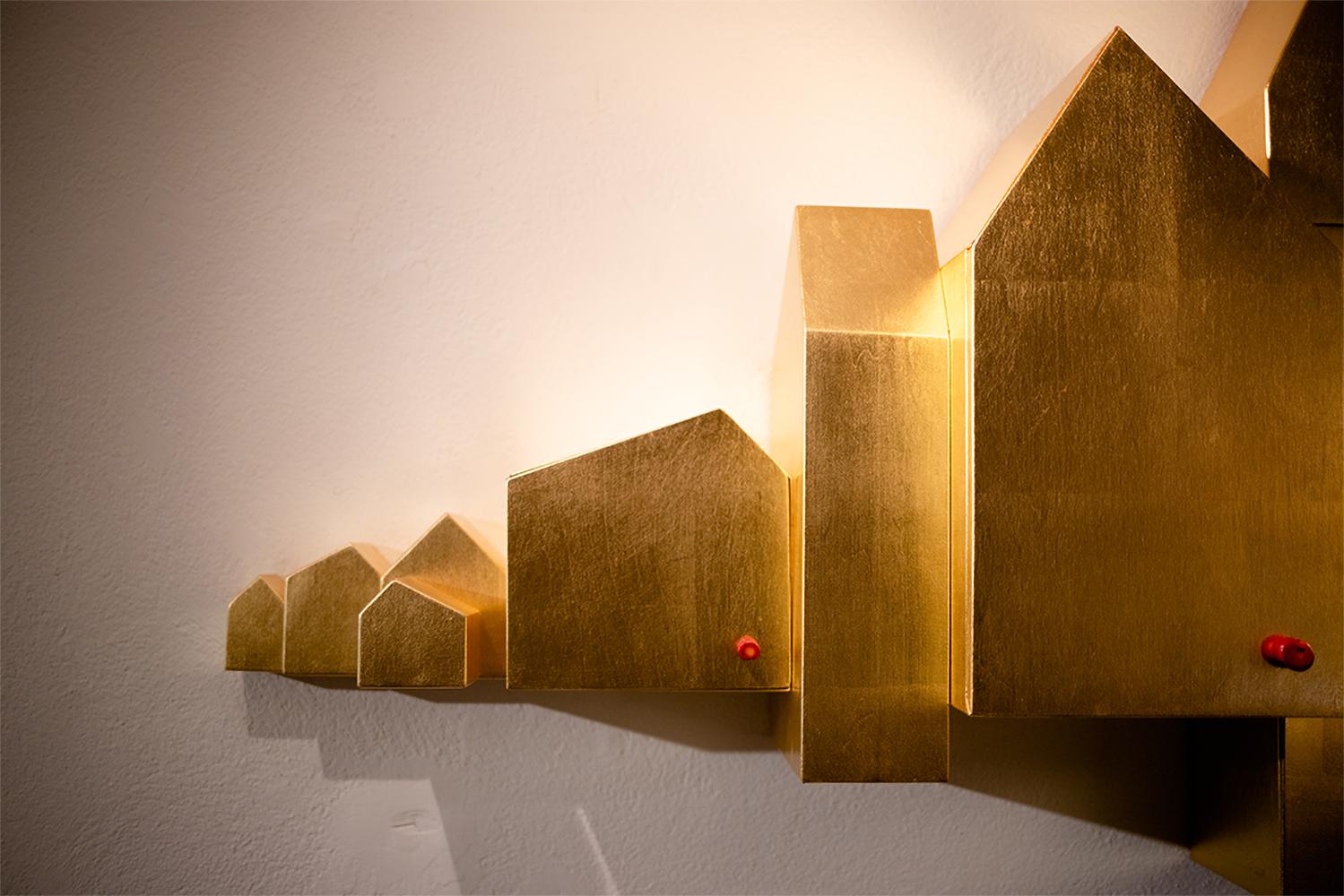 Hand-Crafted Modern Umberto Dattola for Dilmos Gold Leaf Storage Sculture Handcrafted For Sale