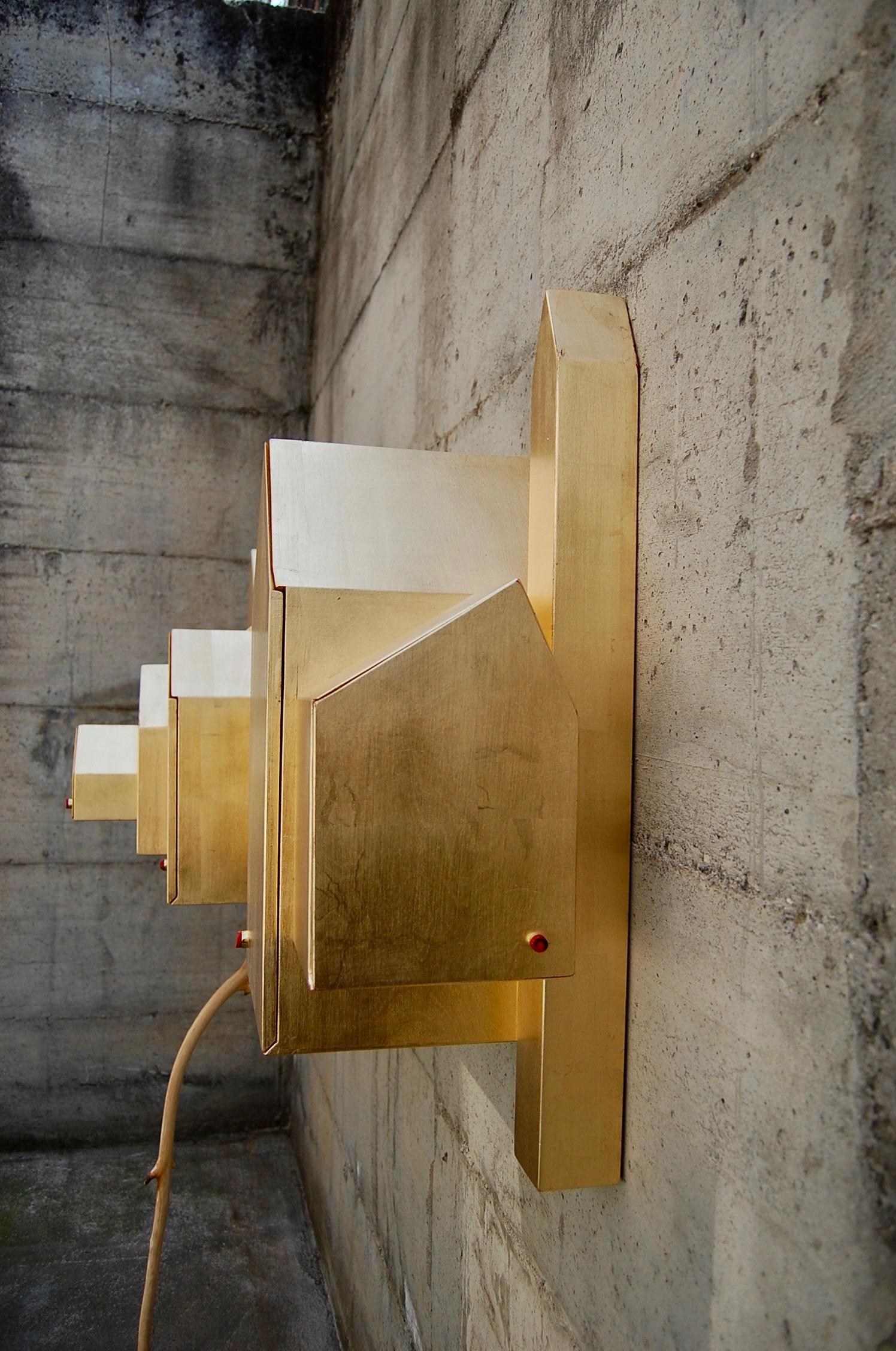 Modern Umberto Dattola for Dilmos Gold Leaf Storage Sculture Handcrafted For Sale 2