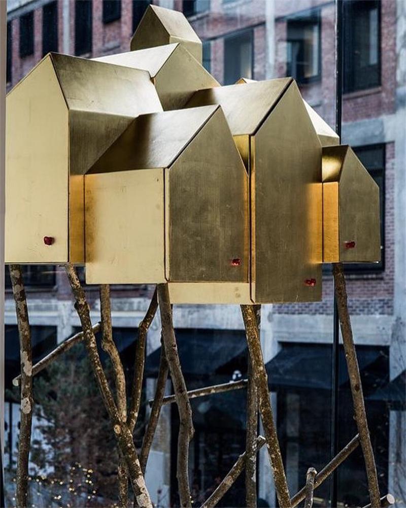 Moderne Umberto Dattola für Dilmos Goldständer-Aufbewahrungsskulptur, handgefertigt (Koralle) im Angebot