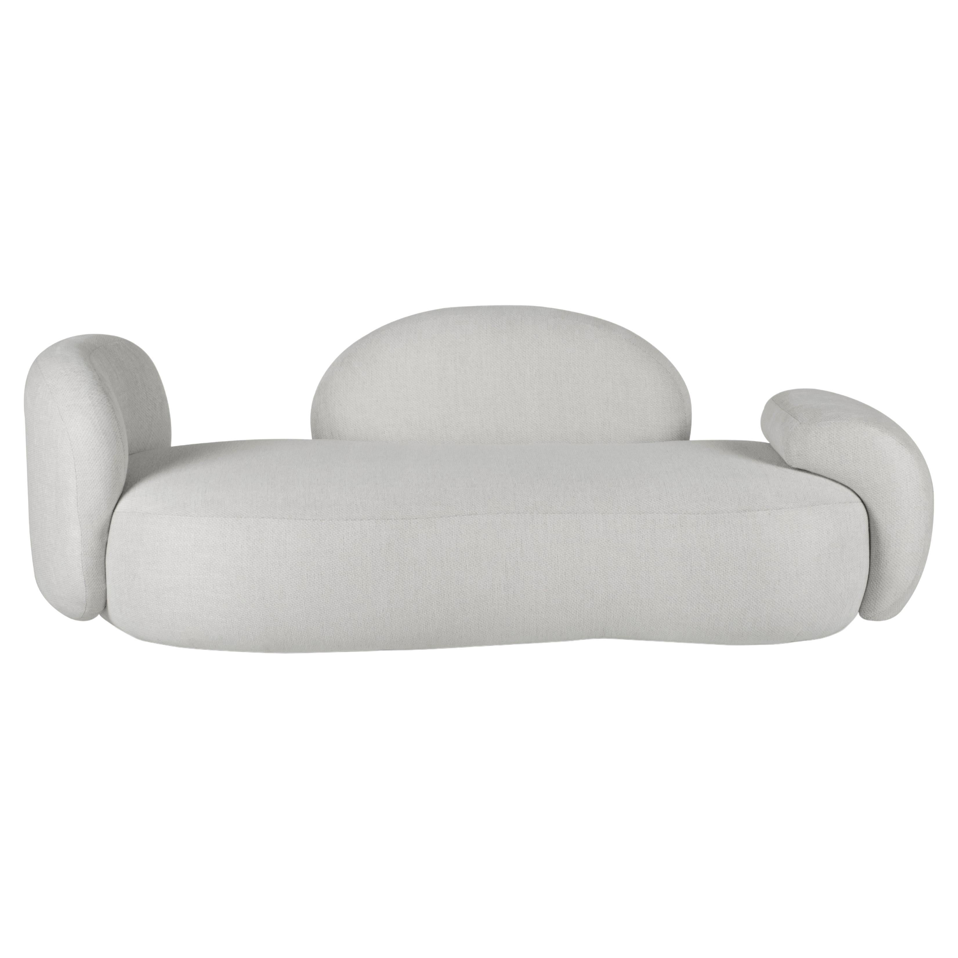 Modern Unfinished 3-Seat Sofa in Pearl Cotton-Linen Handcrafted by Greenapple