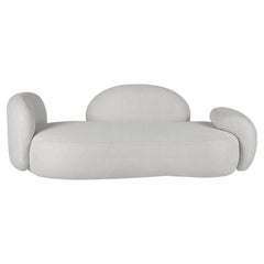 Modern Unfinished 3-Seat Sofa in Pearl Cotton-Linen Handcrafted by Greenapple