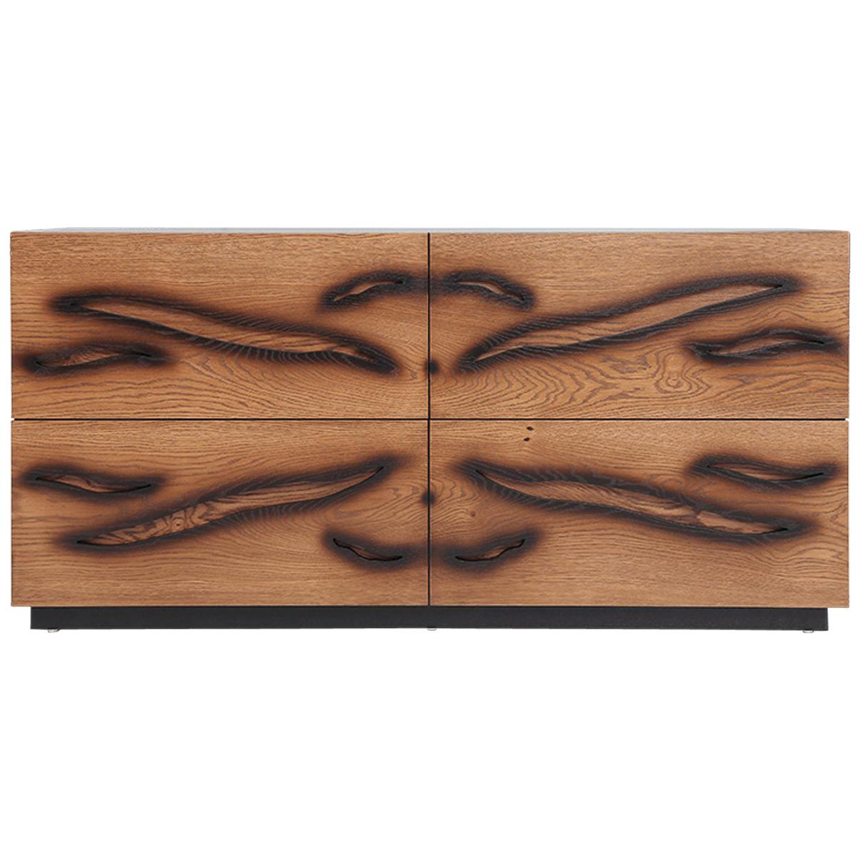 Modernes modernes braunes, schwarzes Sideboard, Kommode oder Konsole 