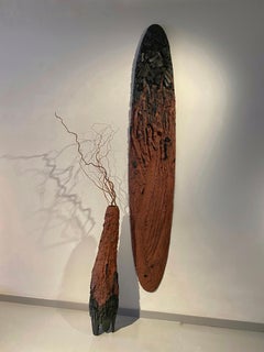 Contemporary Ukrainian Clay & Coal Oval Vase by Voznicki