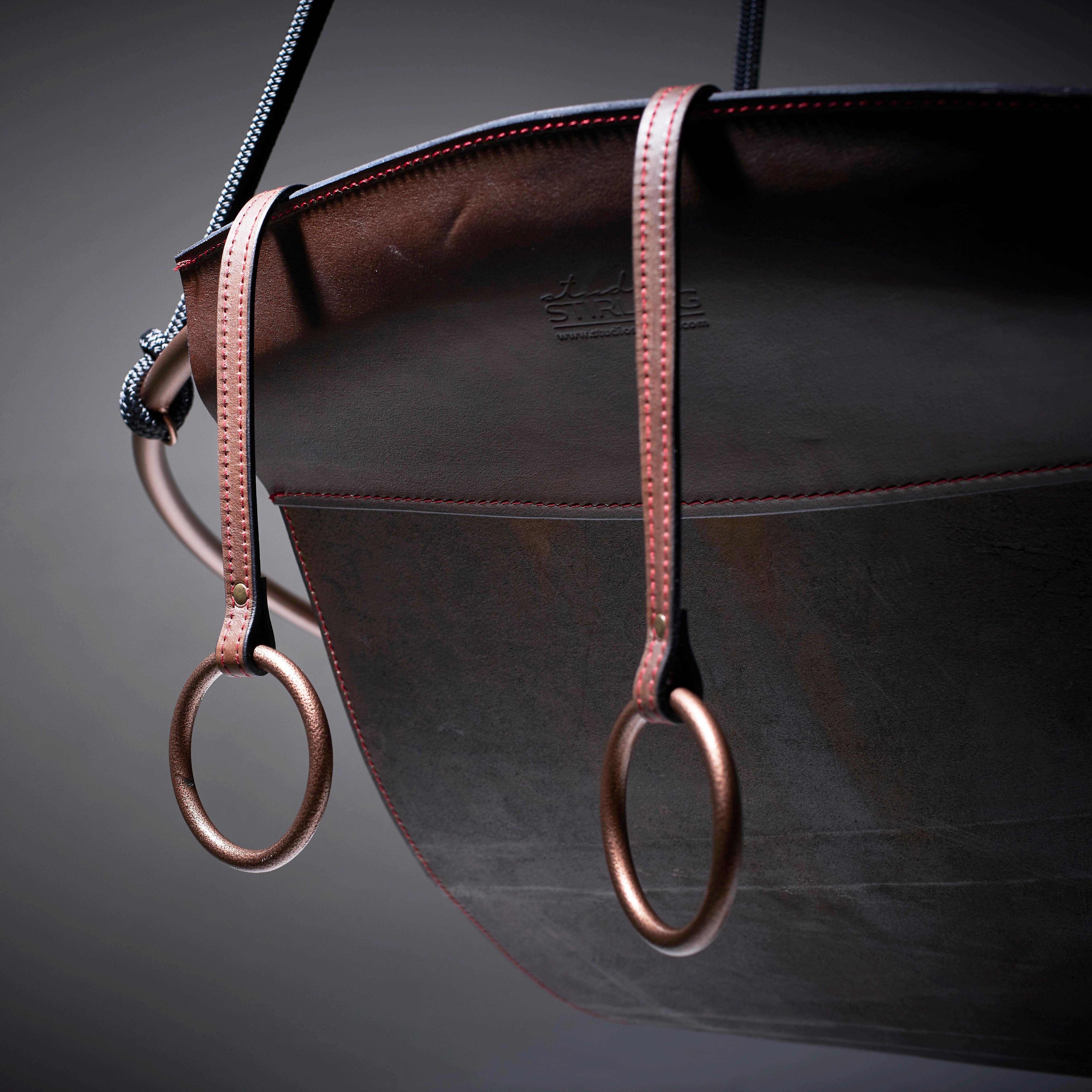 Contemporary Modern Unique High Quality Thick Leather Sling Hanging Swing For Sale