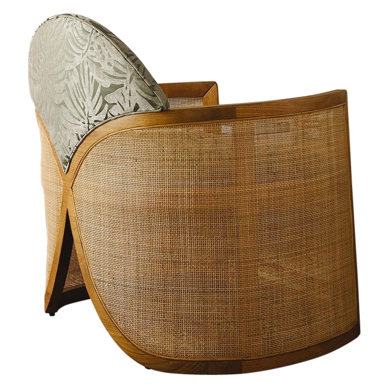 Fauteuil moderne unique en bois de chêne avec assise en forme de croix My Heart tissée par Carla Baz