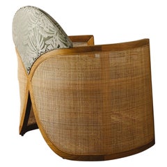 Modern Unique Oak Wood Seating Cane Weaving Cross My Heart Armchair by Carla Baz