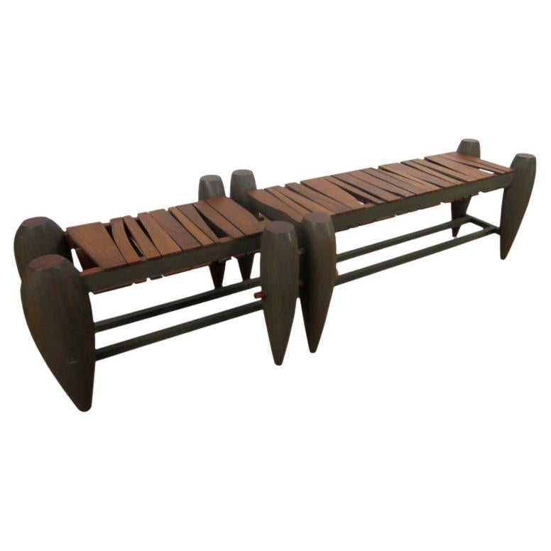 Arts and Crafts Unique Slat Bench For Sale