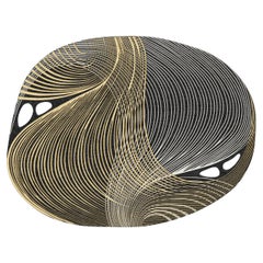 Modern Unusual Rug Multicolored Irregular Shape Striped, Spacex Large