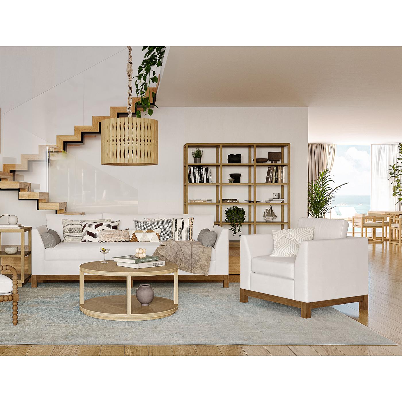 Sillón moderno tapizado en blanco ártico Minimalista en venta