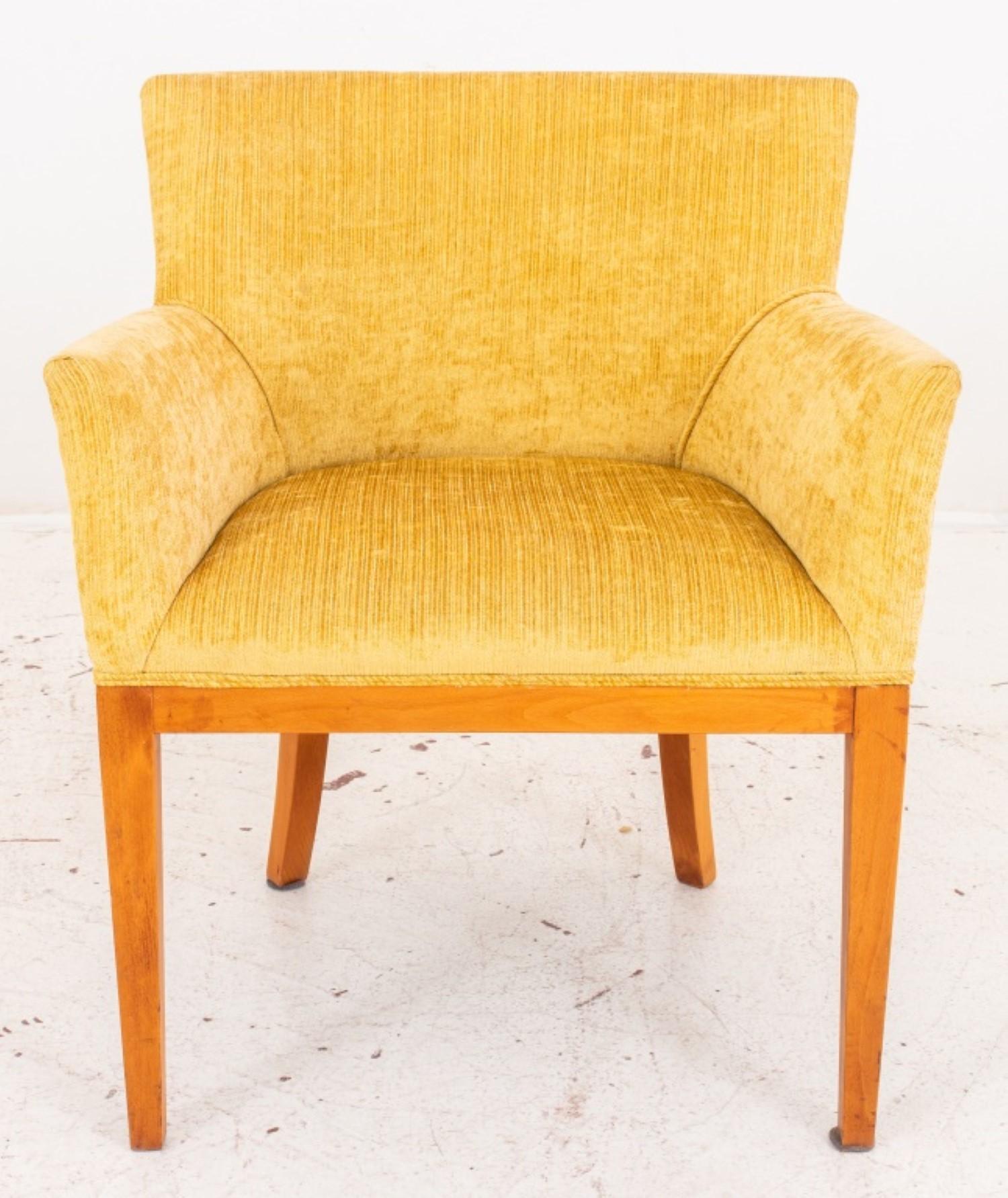 Modern Upholstered Birch Arm Chairs, 2 In Good Condition In New York, NY