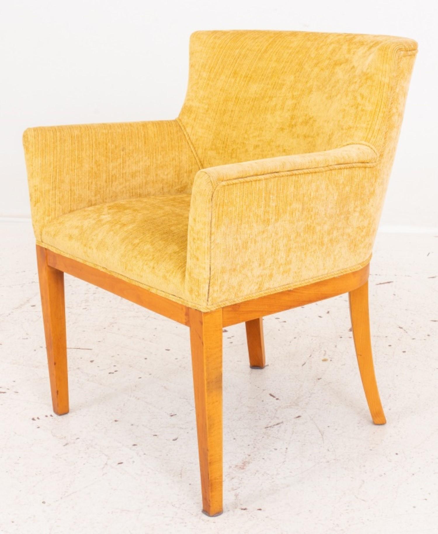 Upholstery Modern Upholstered Birch Arm Chairs, 2