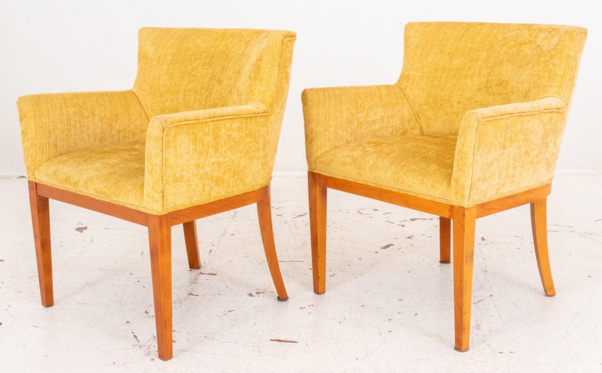 Modern Upholstered Birch Arm Chairs, 2 1