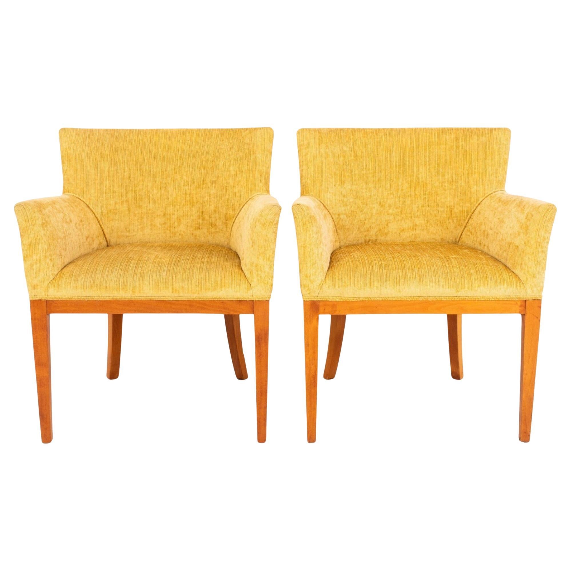 Modern Upholstered Birch Arm Chairs, 2