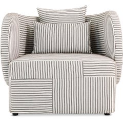 Modern Upholstered, Cocooning, Olifant Lounge Chair, with Brass Details