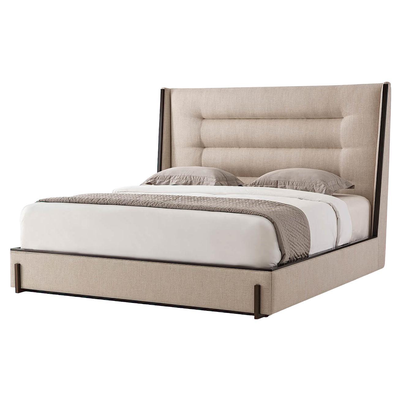 European Modern Upholstered Fringed Seviliana King Queen Bed Ensemble