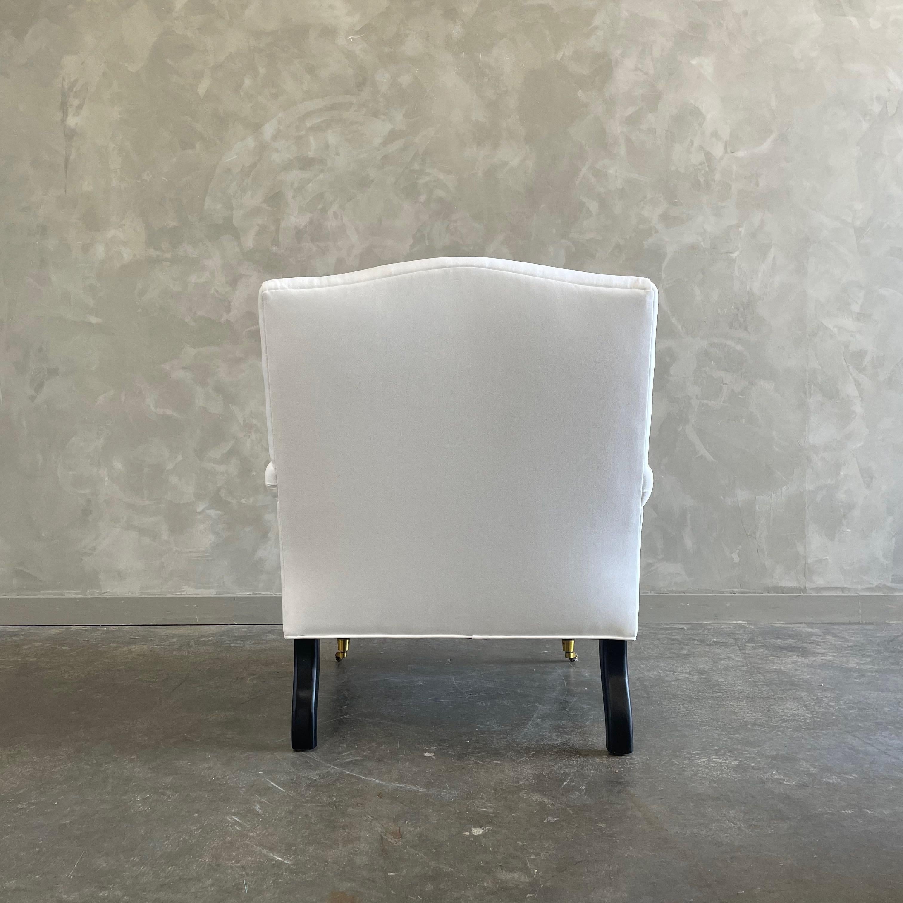 Modern Upholstered Linen Chair & Ottoman For Sale 1
