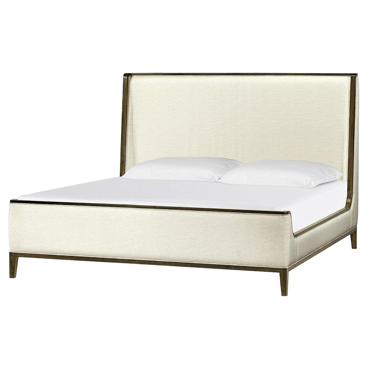 Modern Upholstered Queen Size Bed For Sale at 1stDibs