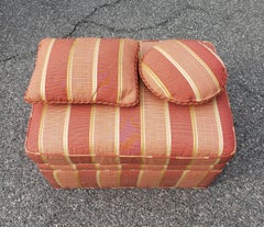 Modern Upholstered Rolling Ottoman with Two Matching Decorative Pillows
