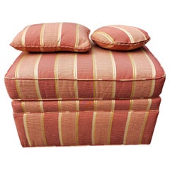 Modern Upholstered Rolling Ottoman with Two Matching Decorative Pillows