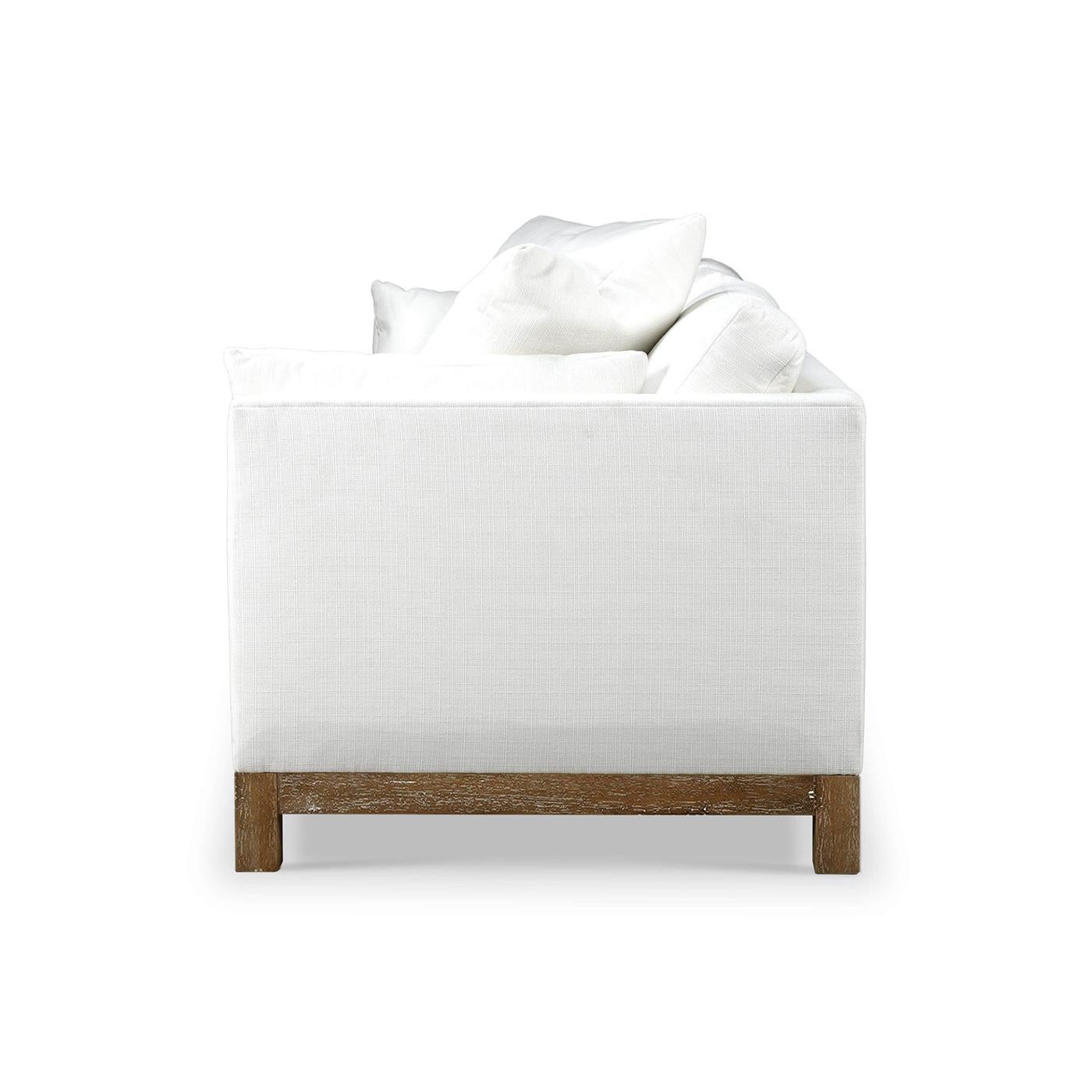 Indonesian Modern Upholstered Sofa in Arctic White For Sale