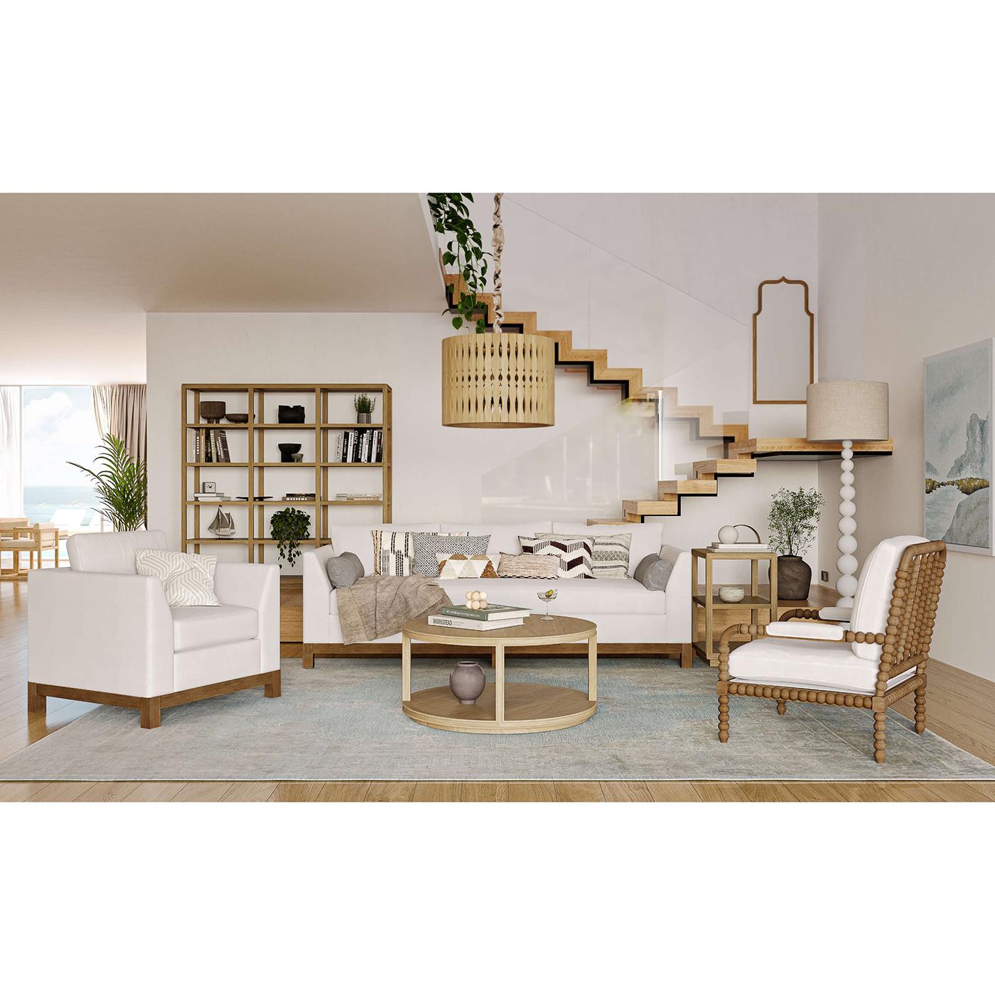 Fabric Modern Upholstered Sofa in Arctic White For Sale