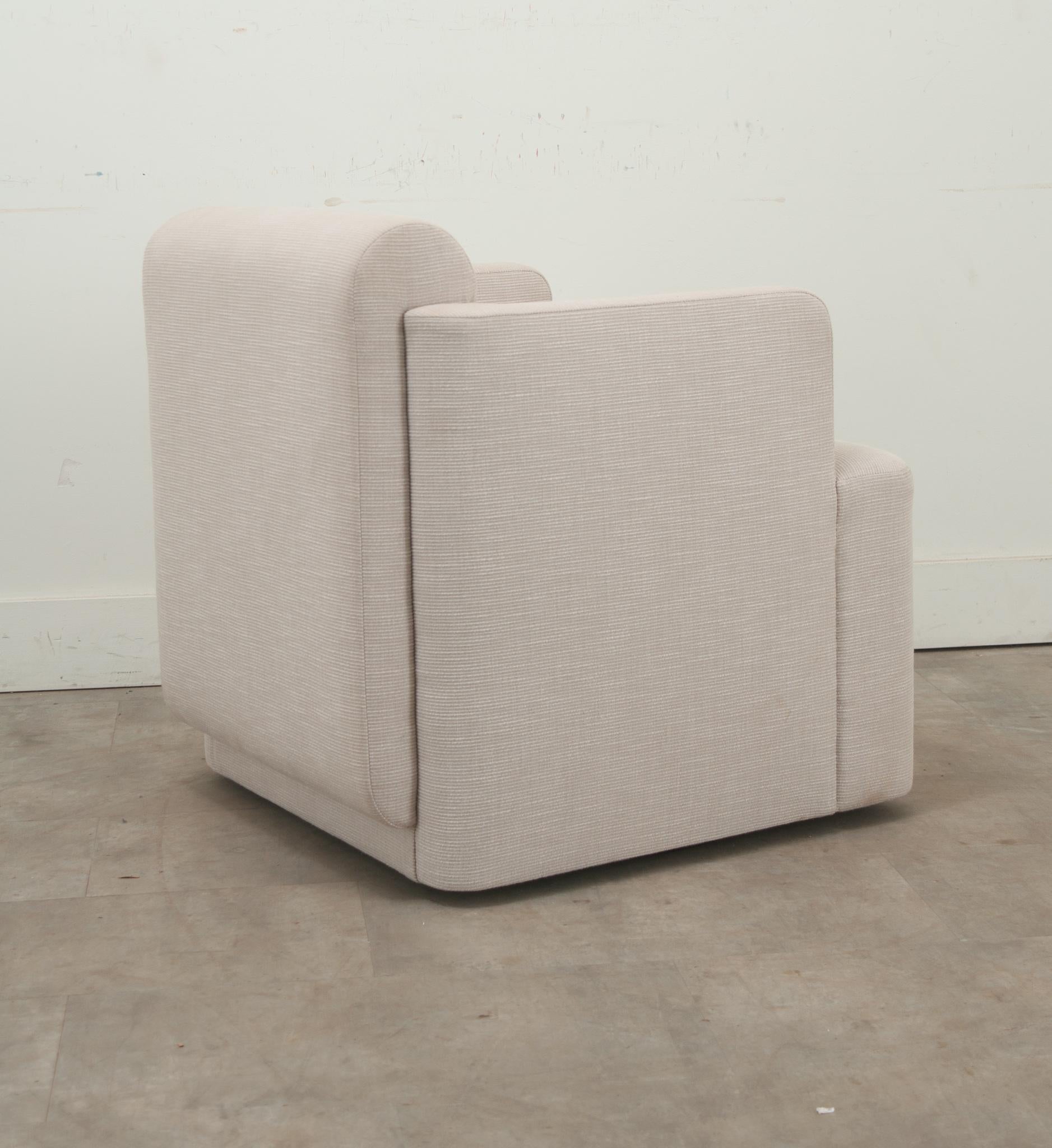 Modern Upholstered Swivel Armchair For Sale 1