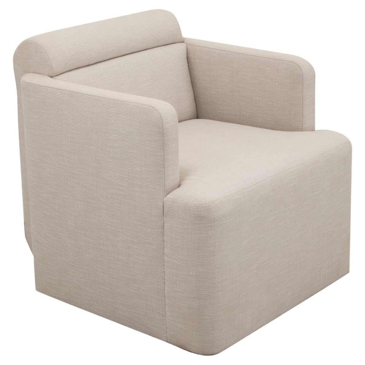 Modern Upholstered Swivel Armchair For Sale